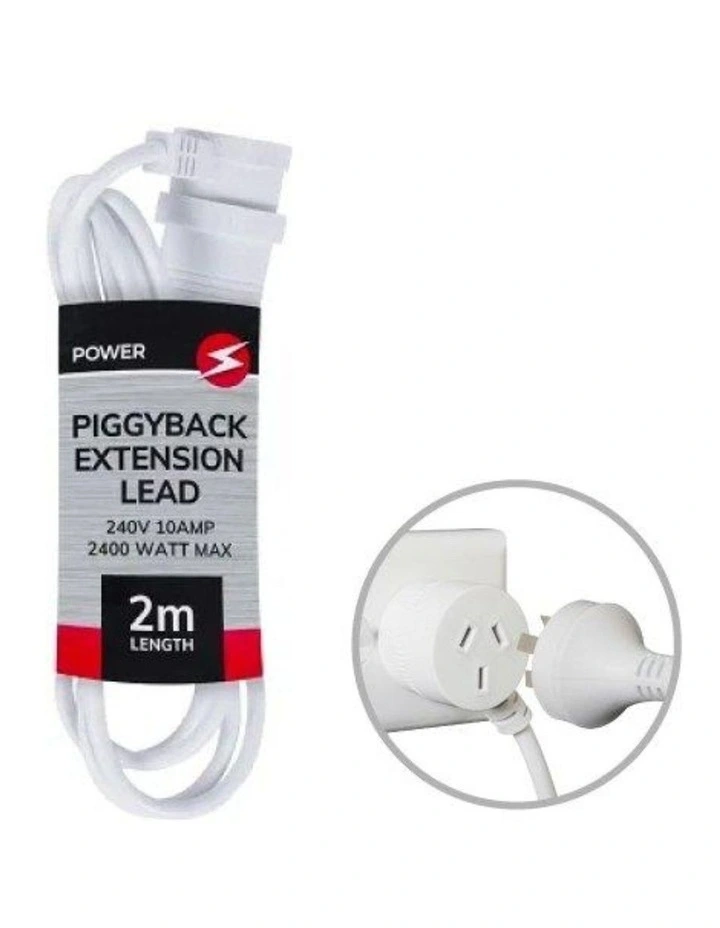 2 Metres Piggyback Extension Power Outlets Lead