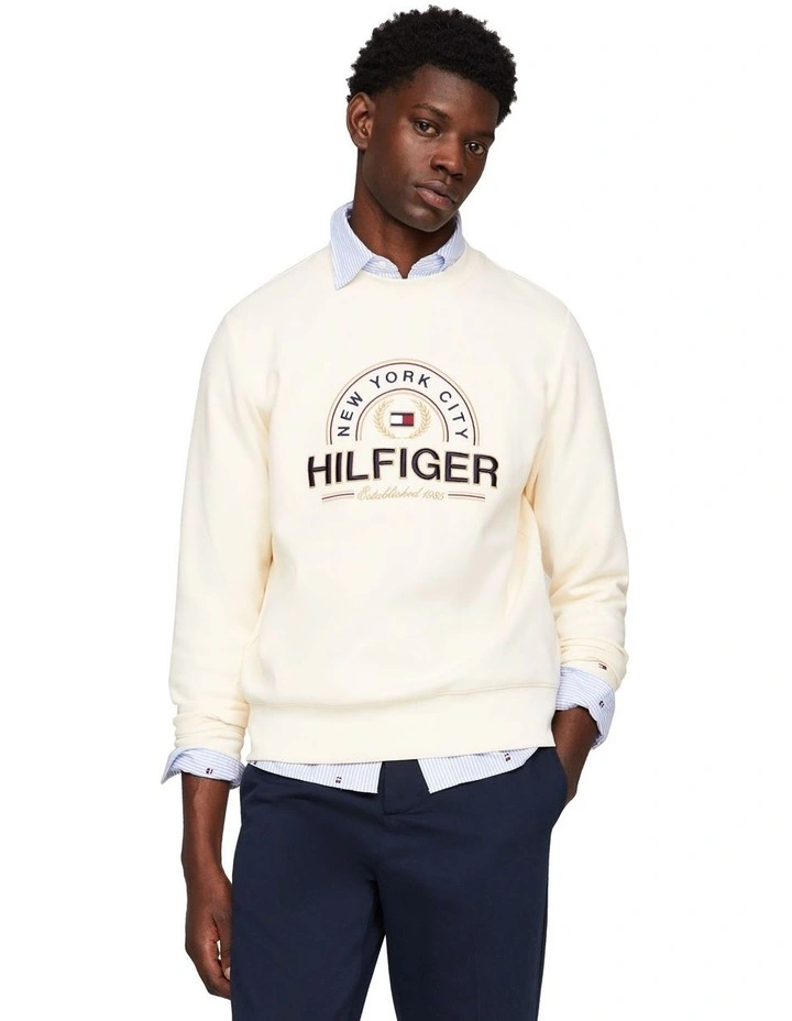 Icon Hilfiger Crew Sweat Top in White