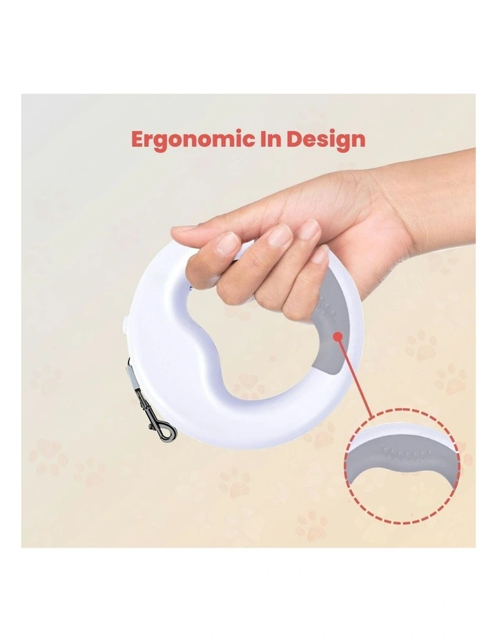 Retractable Dog Leash with USB and LED 3 Meter in White