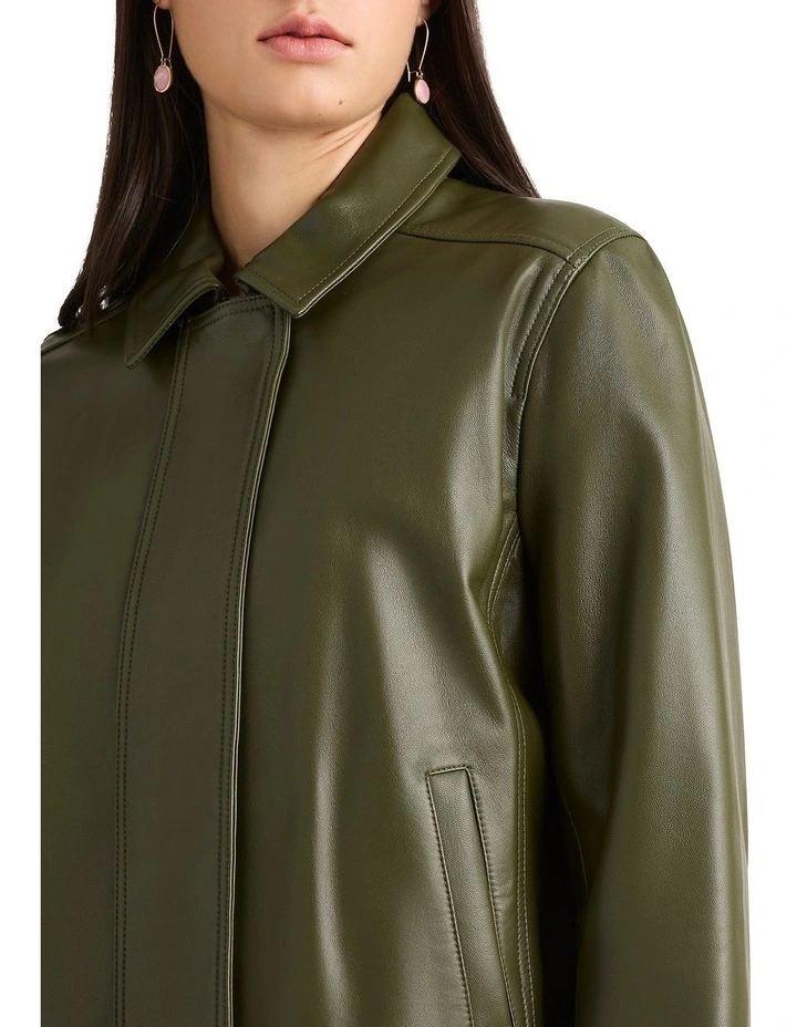 Dita Leather Jacket in Pesto