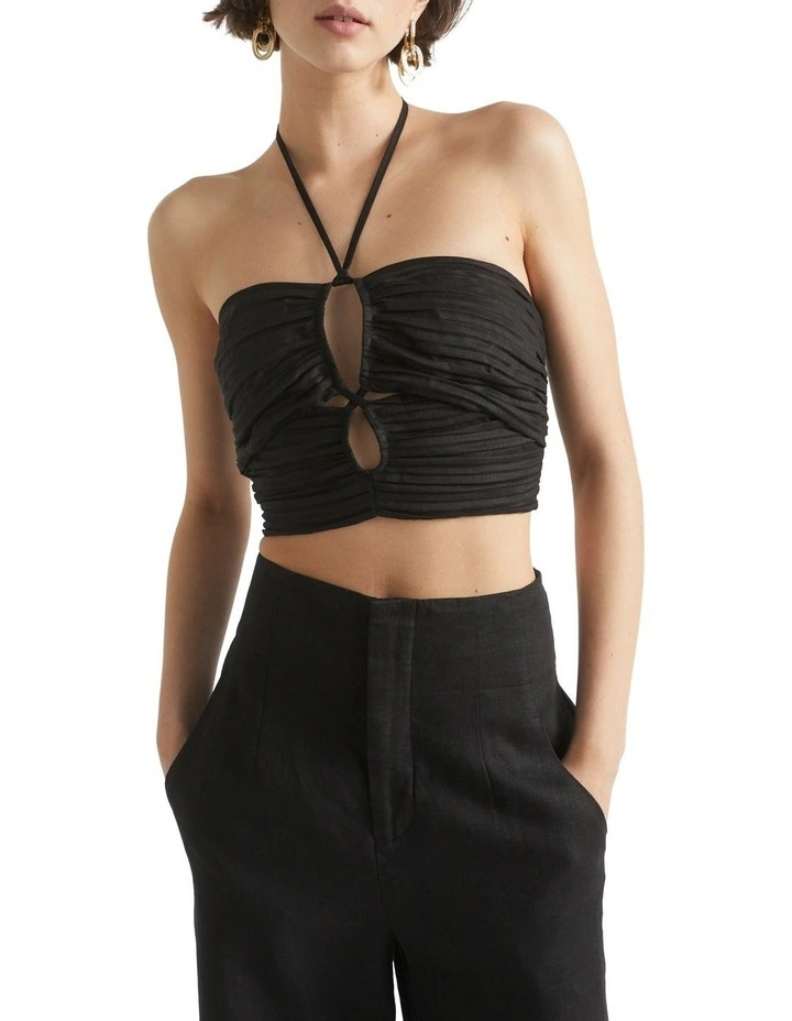 Linen Gathered Bodice in Black