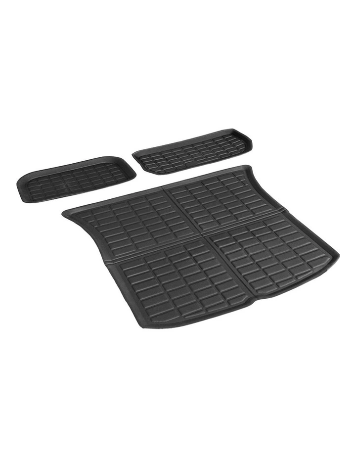 3 Piece Rubber Trunk Cargo Mats for Tesla Model Y 2021-2022 in Black