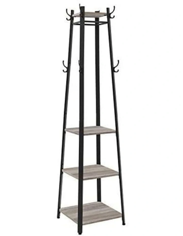 Coat Rack with 3 Shelves Greige in Black