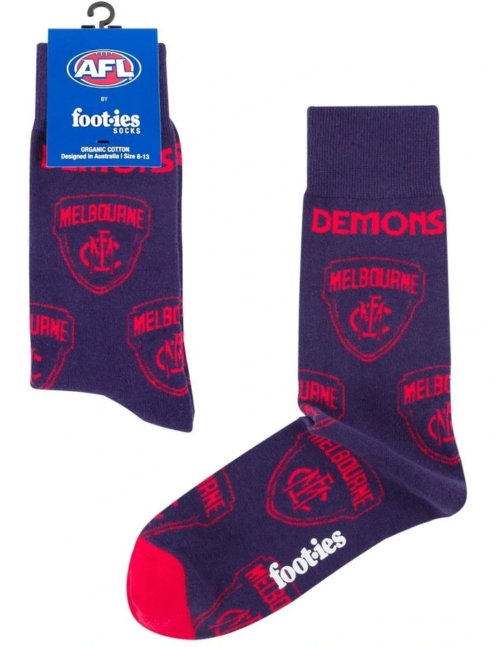 Melbourne Demons Mascot Organic Cotton Socks in Blue