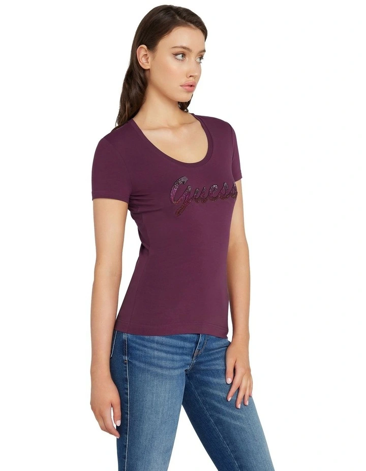 Short Sleeve Shiny Tee in Red