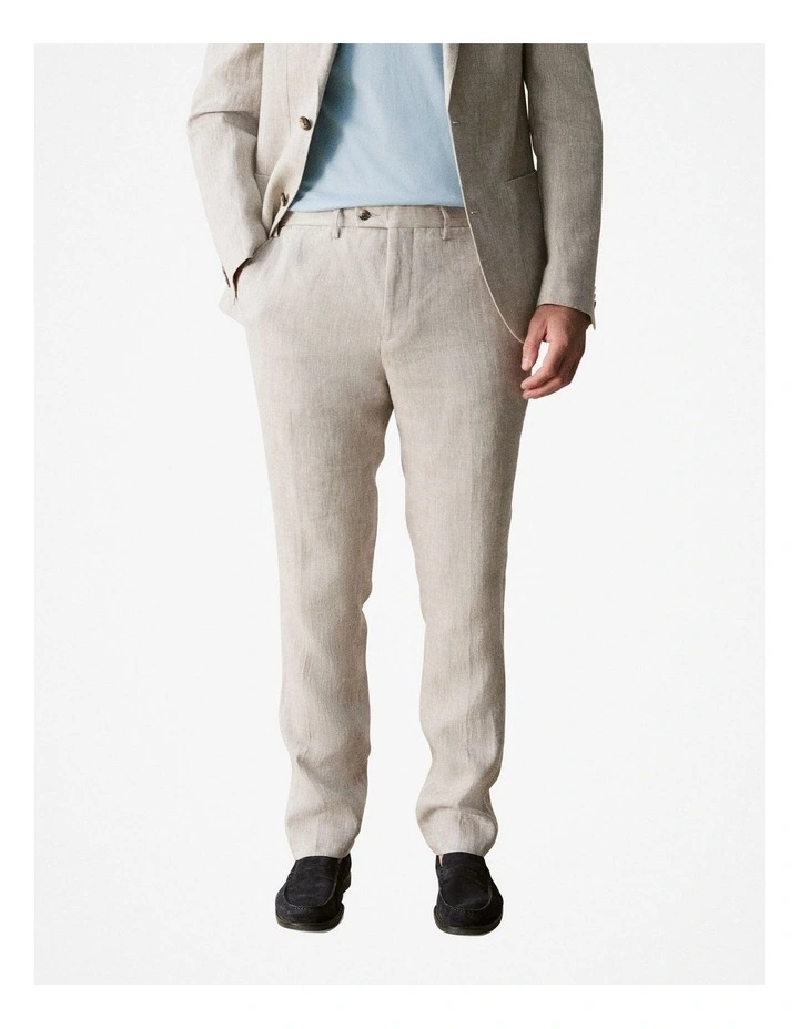 Regular Fit Irish Linen Pant in Sahara
