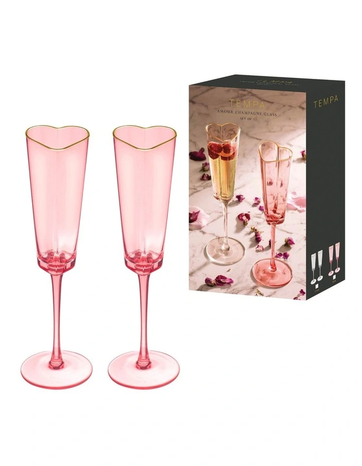 Amour Champagne Glass 2 Pack in Pink