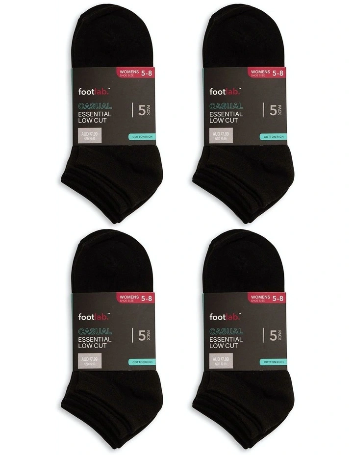 Essential Liner Socks 20 Pack in Black