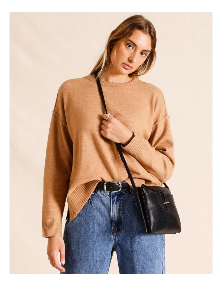 Lara Black Zip Top Crossbody Bag