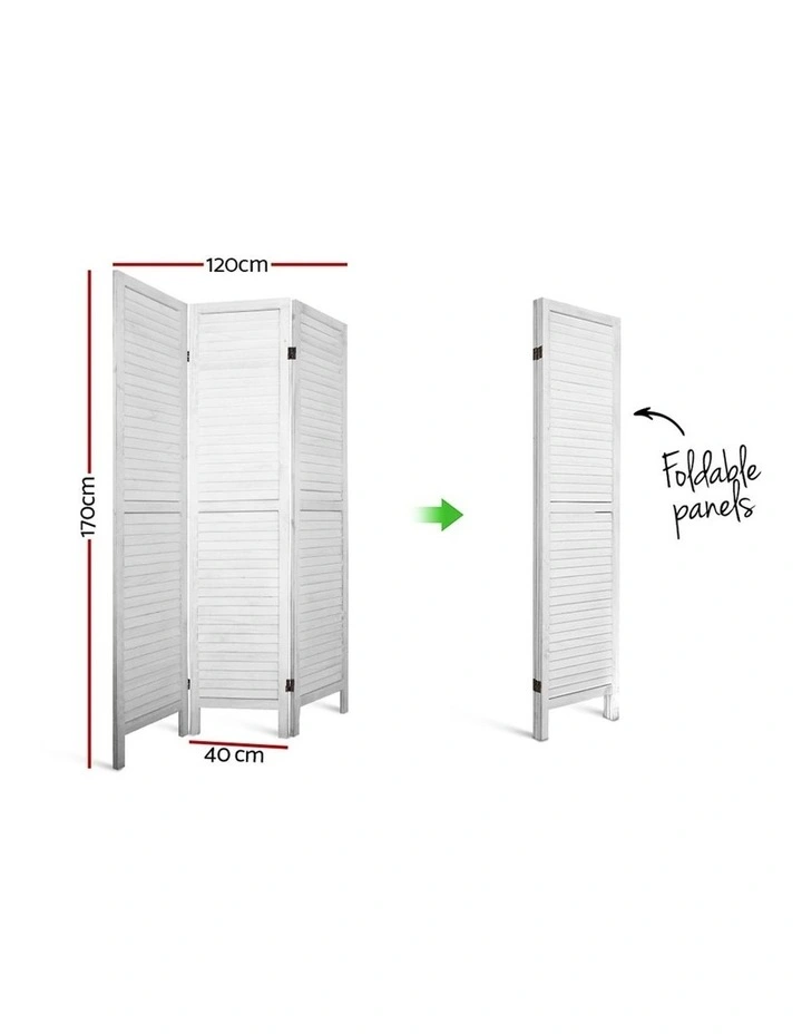 Room Divider Screen Louver 3 Panel 120x170cm in White