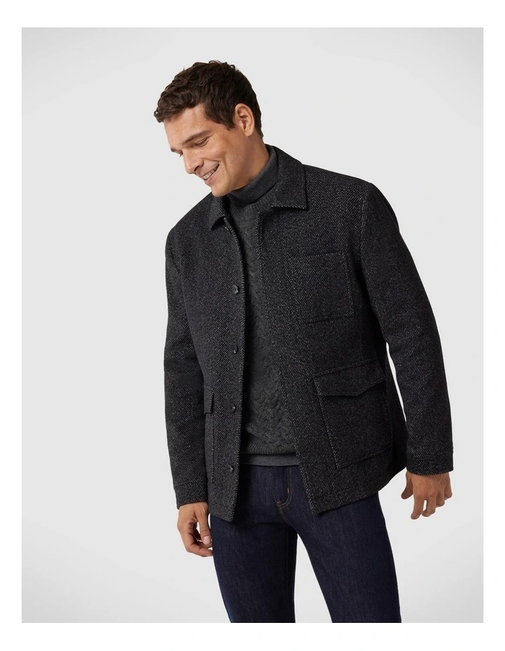 Collared Wool-cashmere Jacket in Black Marle