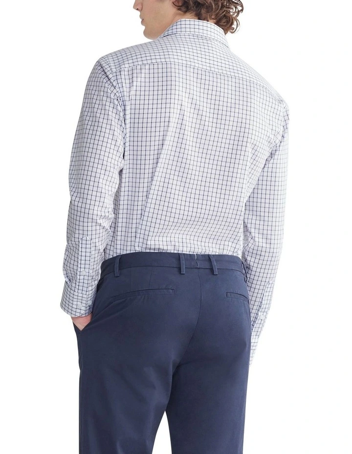 Slim Long Sleeve Check Shirt in Blue