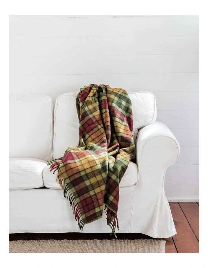 Heritage Collection Recycled Wool Scottish Tartan Blanket in Maple Moss