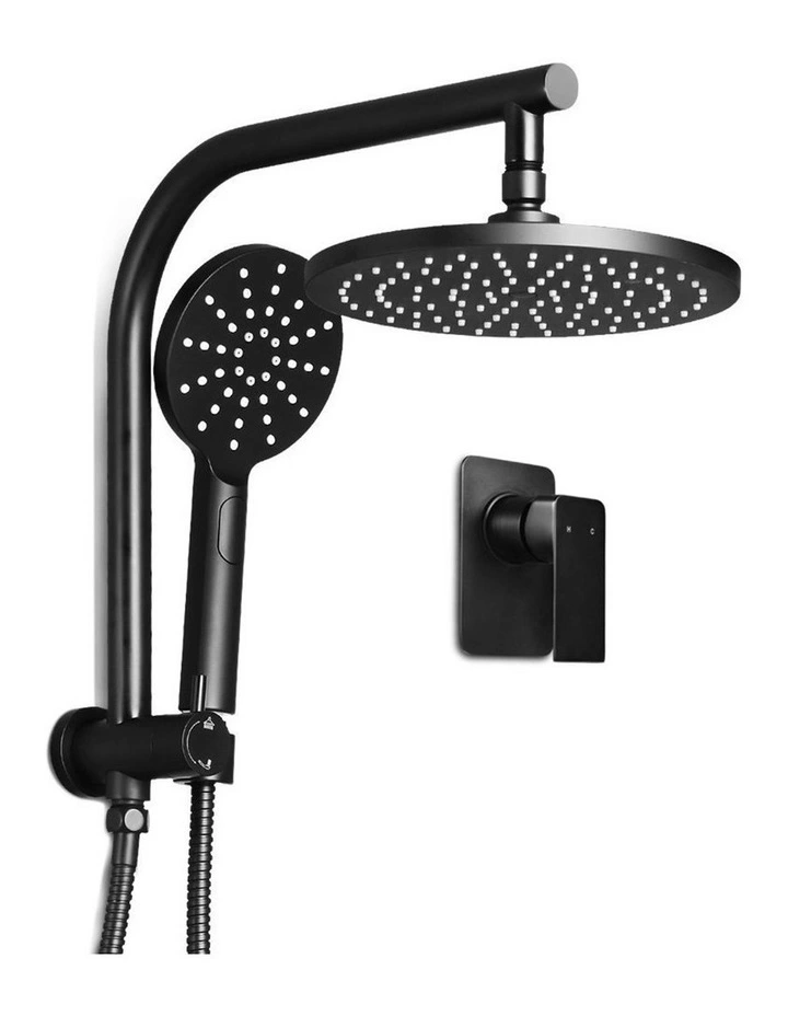 9 Inch Handheld Round High Pressure Rain Shower Head Set Mixer Tap in Black