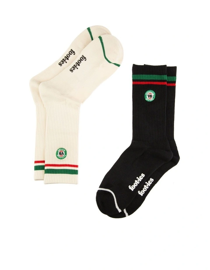 Sneaker Socks 2 Pack in Black/Cream