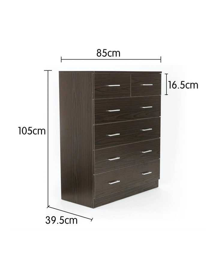 Tallboy Dresser 6 Chest of Drawers Cabinet 85 x 39.5 x 105 Brown