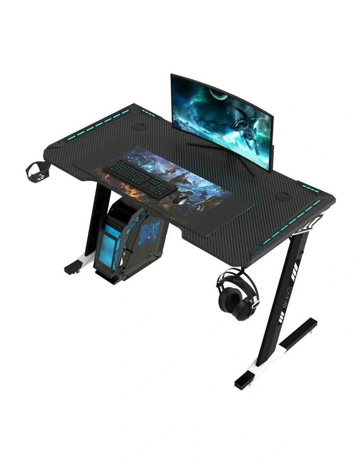 RGB Gaming Desk Z Shape 140cm in Black