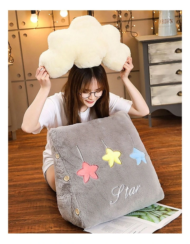 Grey Cute Star Cloud Cushion in Grey