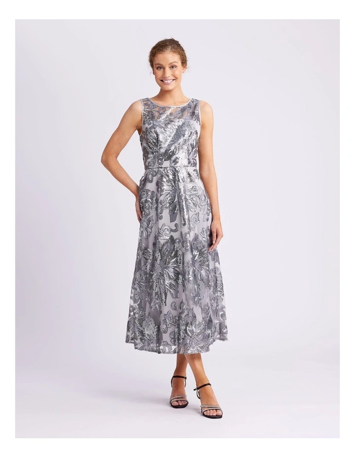 Lexi Midi Dress in Silver