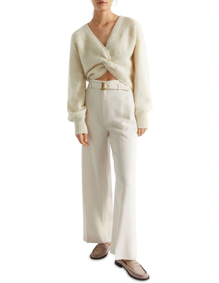 Wool Blend Twist Knit in Cream