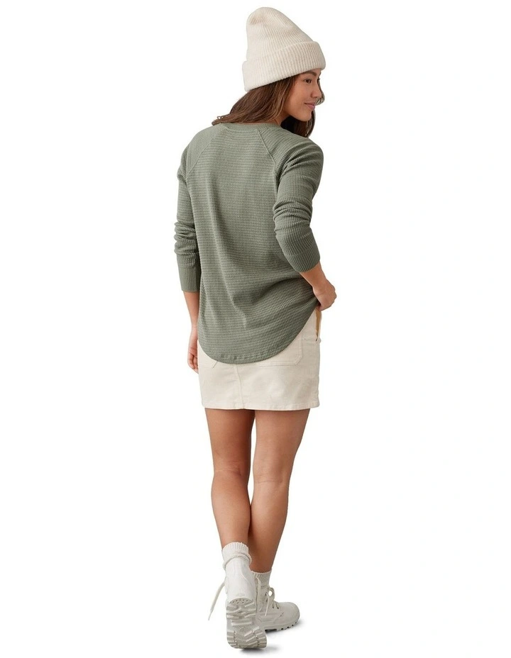Long-Sleeve Waffle Plush Tee in Olive