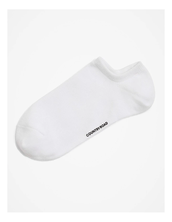 Australian Cotton Blend Sneaker Sock in White