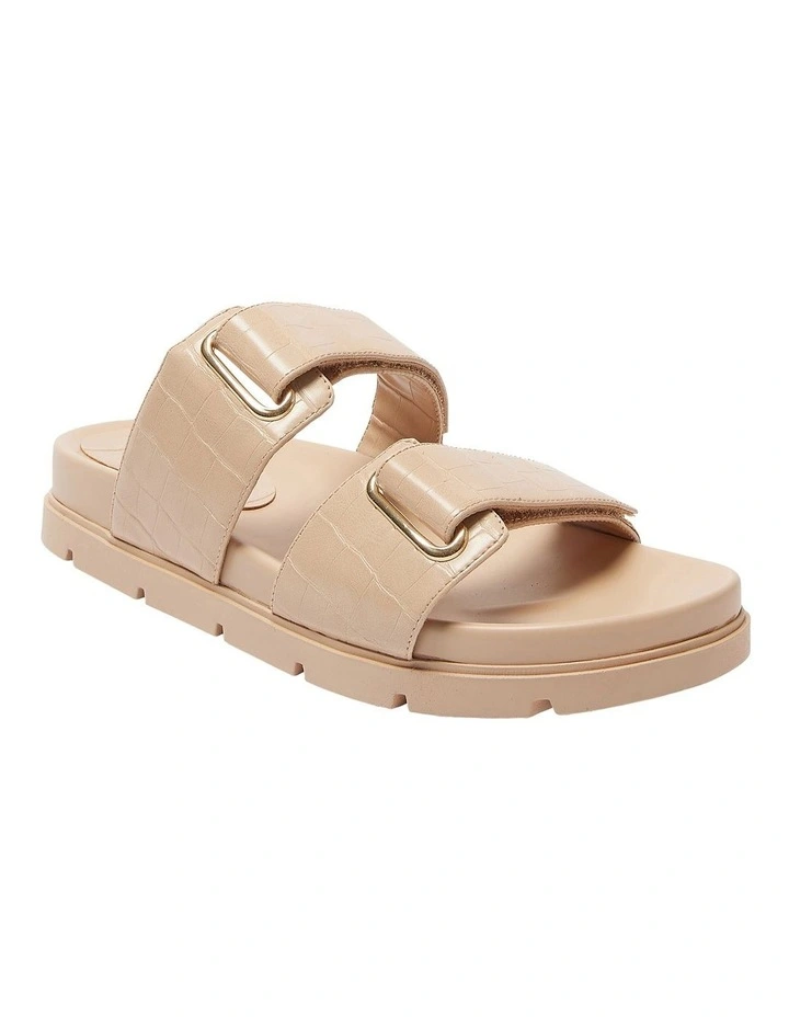 Calvin Sandals in Nude Croc Print