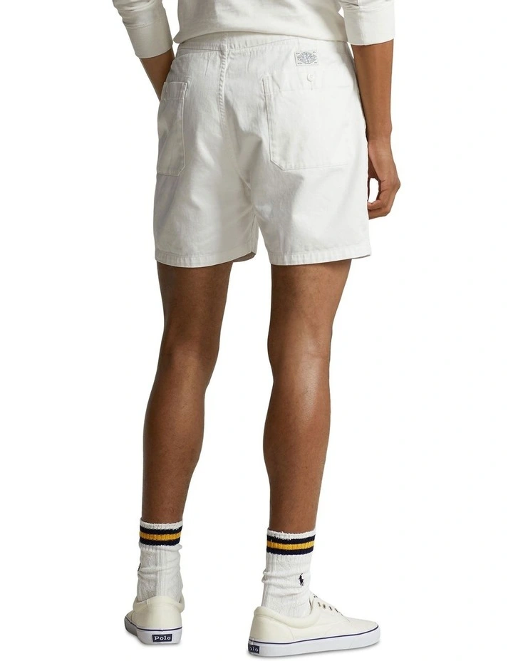 5-Inch Straight Fit Twill Rugby Short in White
