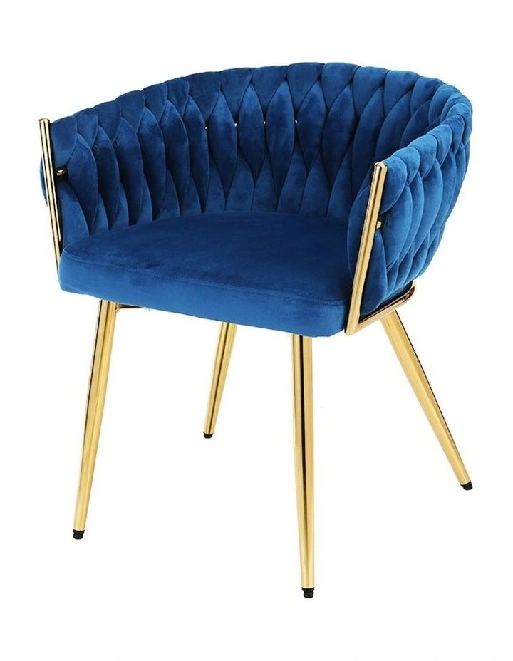 Dining Chair Velvet Weaving Armchair in Blue