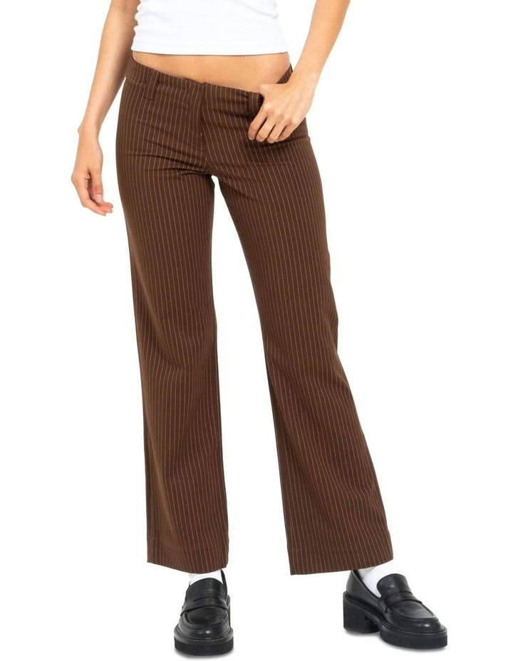 Brit Pinstripe Pant in Brown