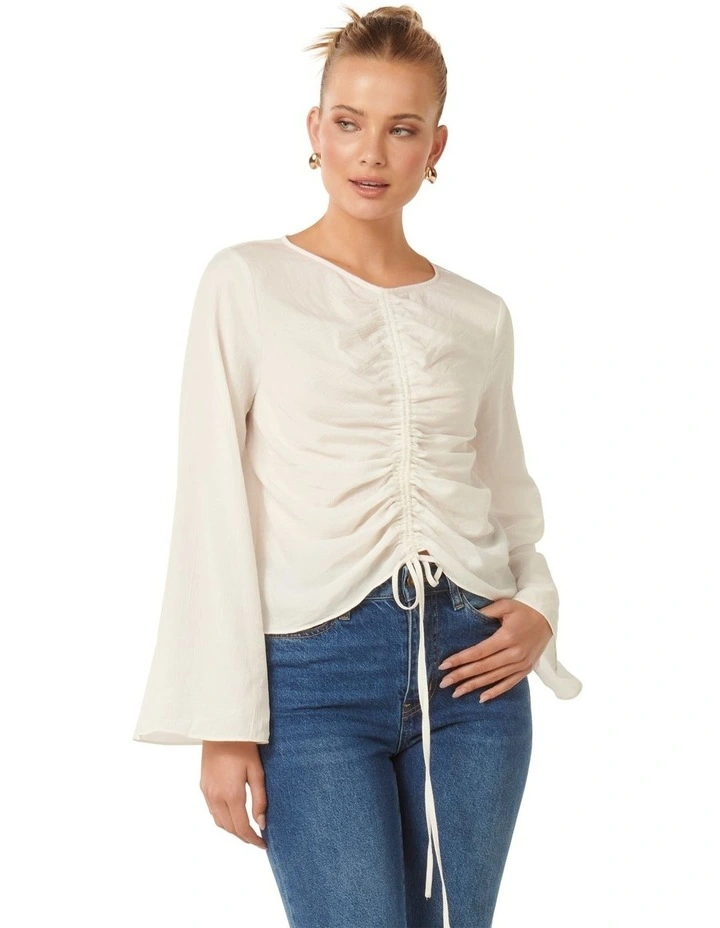 Frankie Ruched Front Top in White