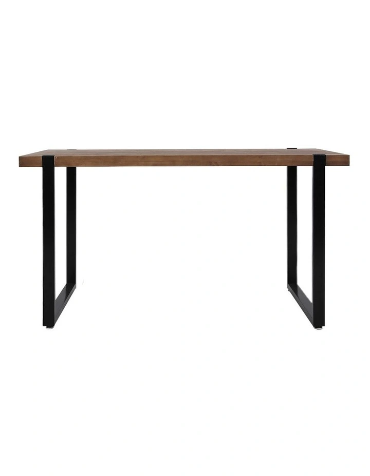 Industrial Wooden Dining Table 140cm in Dark Brown