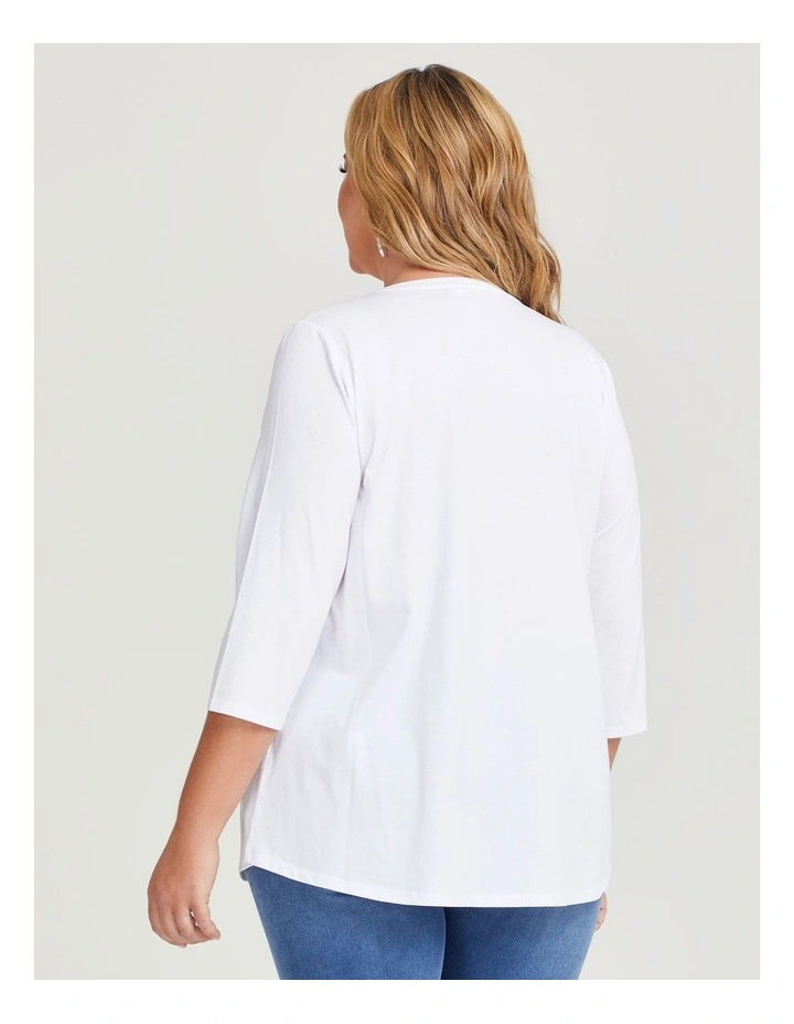 Australian Cotton 3/4 Sleeves Tee in White