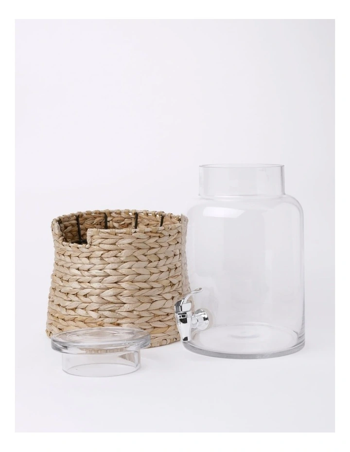 Cove Rattan Drink Dispenser in Clear/Rattan