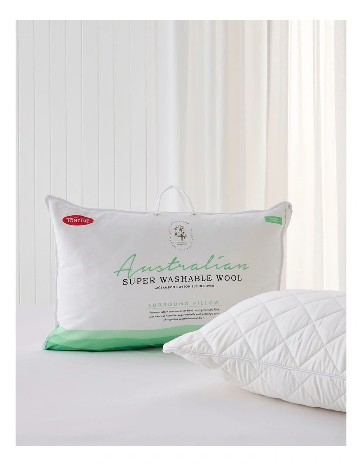 Australian Super Washable Wool Surround Pillow in White