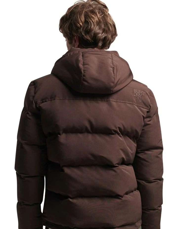 Everest Short Hooded Puffer in Dark Brown