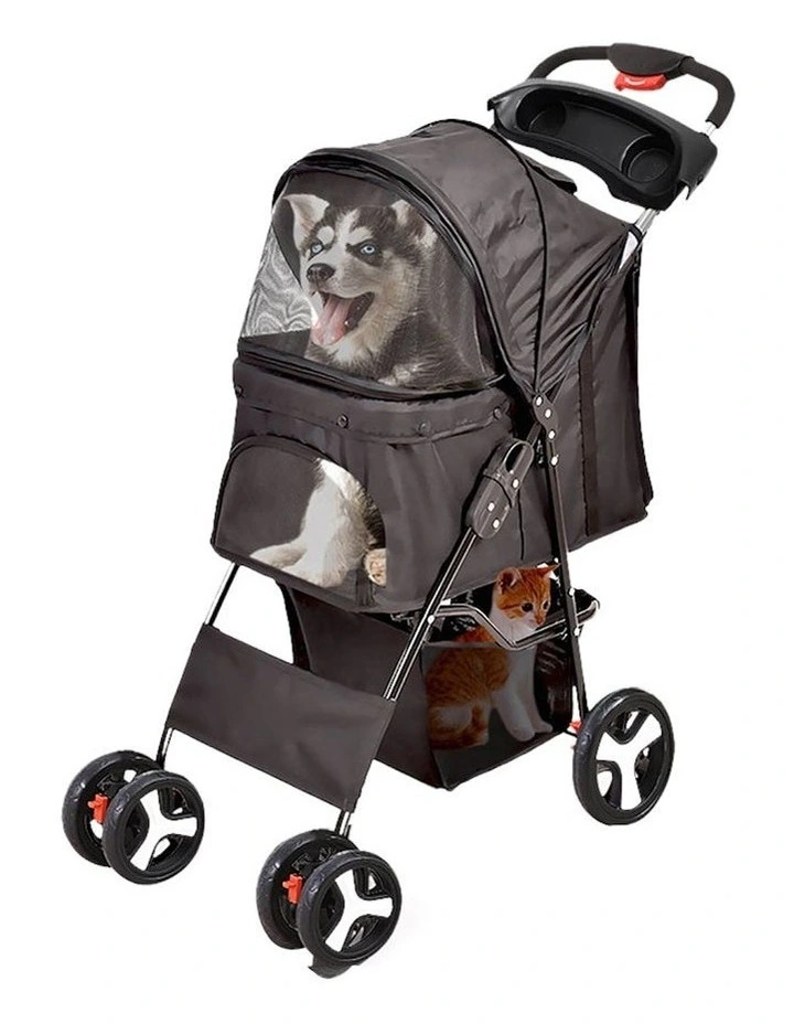 4 Wheels Pet Stroller Pram in Black