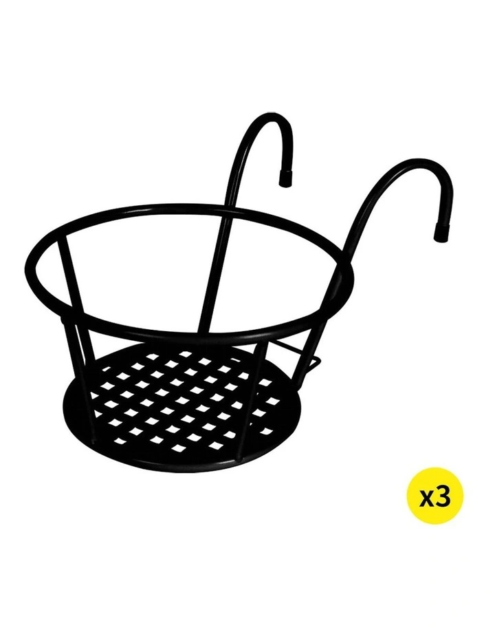 flower Holder Hanging Pot Basket x3 in Black