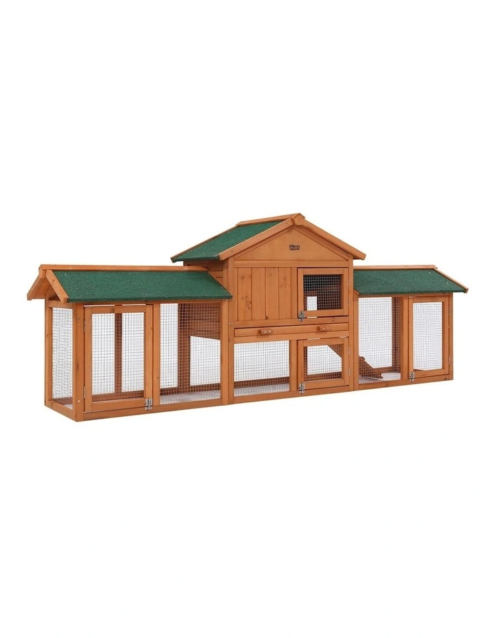 Wooden Outdoor Pet Hutch 220x44x84cm in Brown