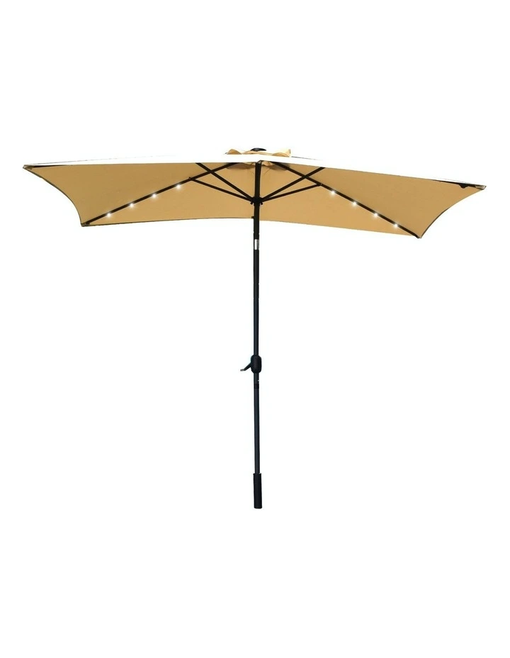 Outdoor Umbrella with Solar Led Lights 3x2m in Beige