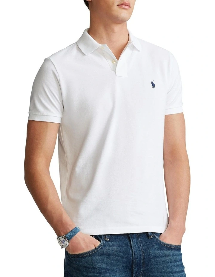 Custom Slim Fit Mesh Polo Shirt in White