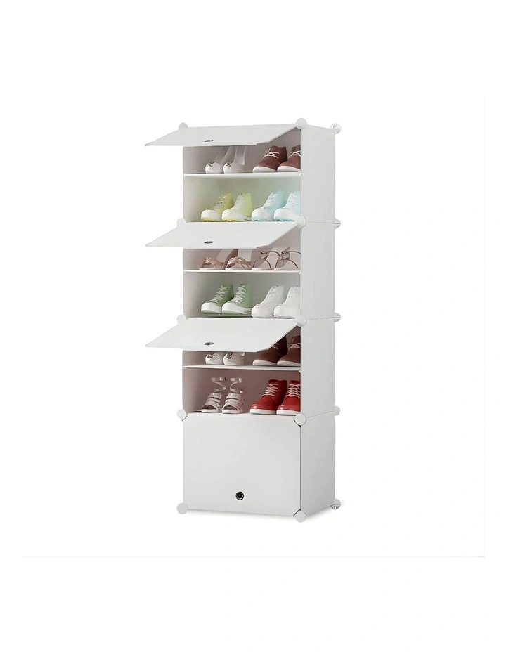 7 Tier White Shoe Rack Organizer in White