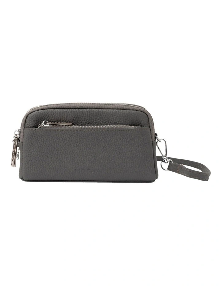 Aubrey Leather Clutch in Grey