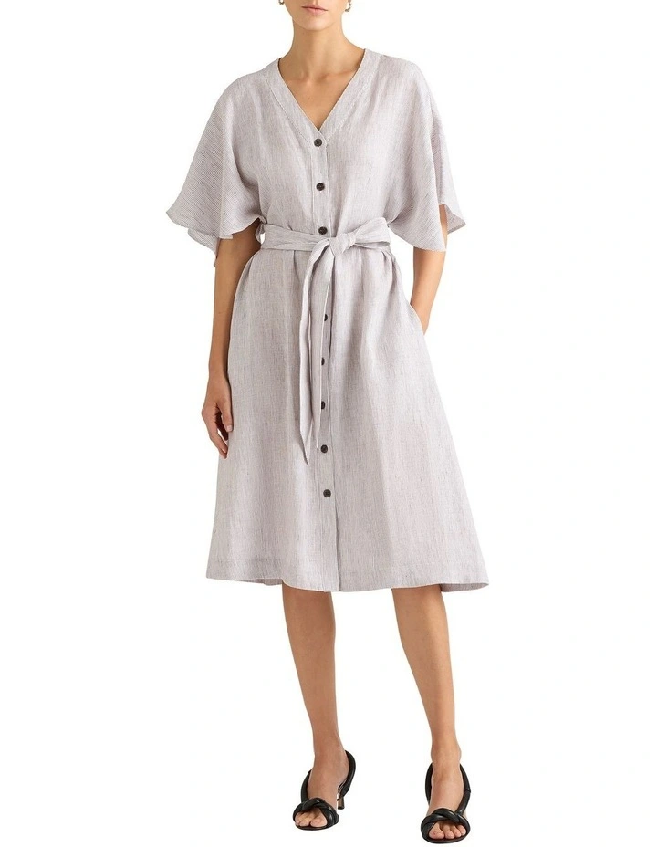 Merci Linen Stripe Dress in Cedar Stripe