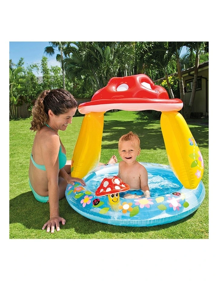 1.02mx89cm Mushroom Inflatable Kids Swimming Pool with Sunshade