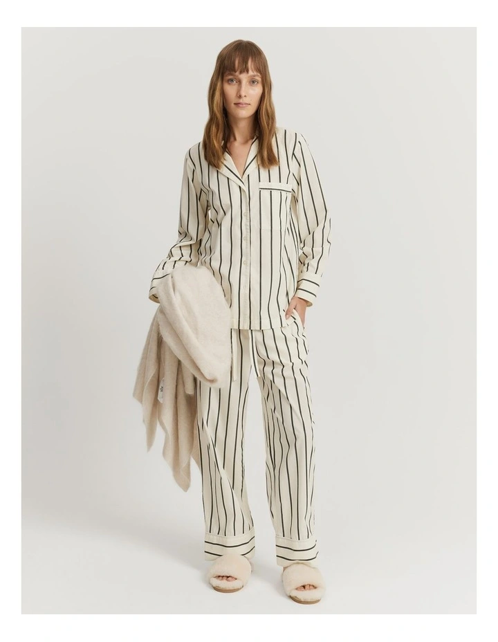 Australian Cotton Stripe Pyjama Set in Black Stripe