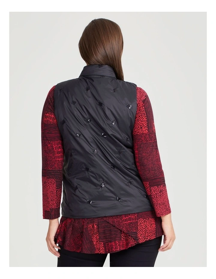 Sequin Puffer Vest in Black