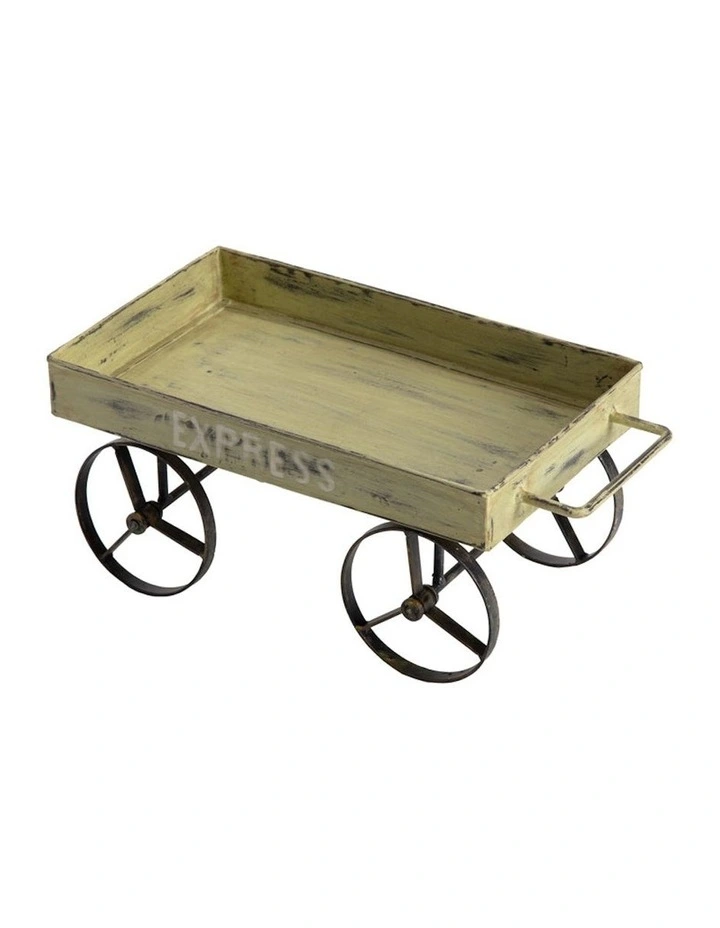 Handcrafted Vintage Farmers Cart Ornament in Antique Green