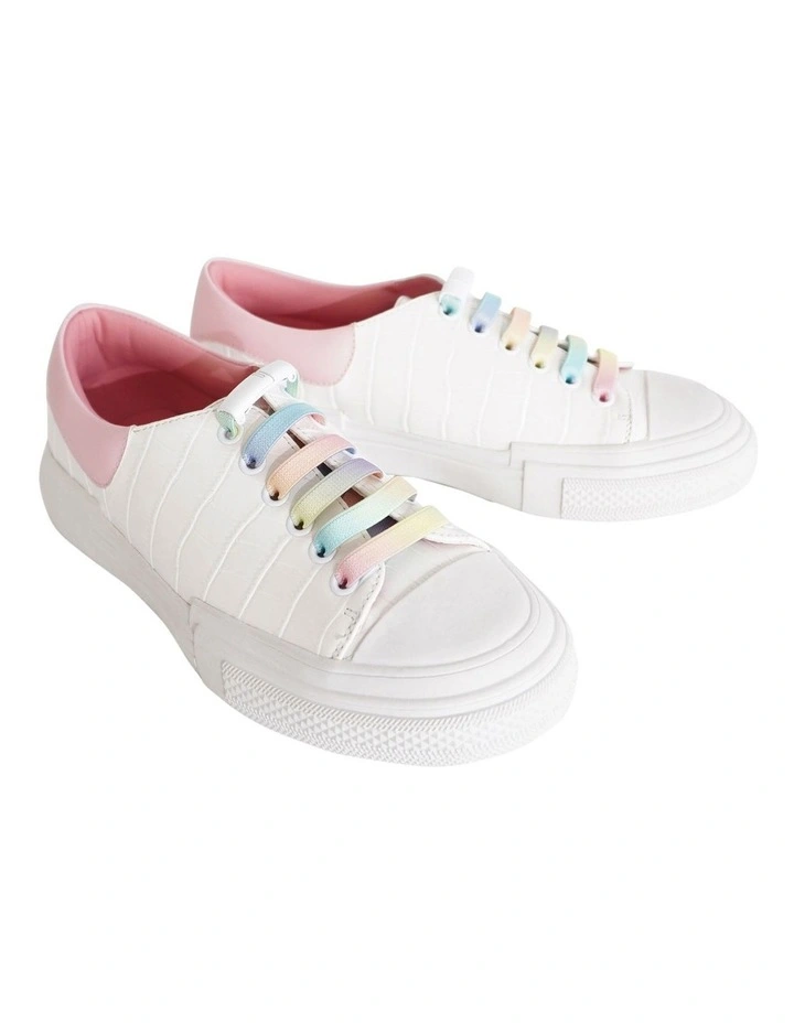Just A Little Dream Croc Leather Sneaker in White