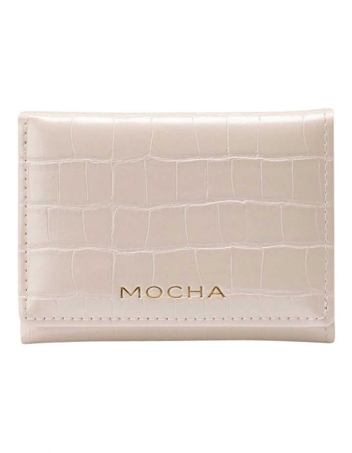 Bindi Croc-Embossed Mini Wallet in White